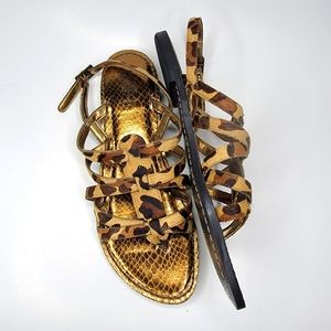 Ann Taylor Loft Calf Hair Leather Animal Print Sandal Size 7